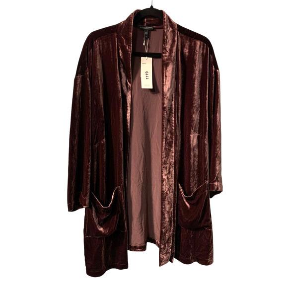 Eileen Fisher Women's Velvet Kimono Jacket Duster Plus Size 2X NEW Casis Pink - Picture 1 of 9